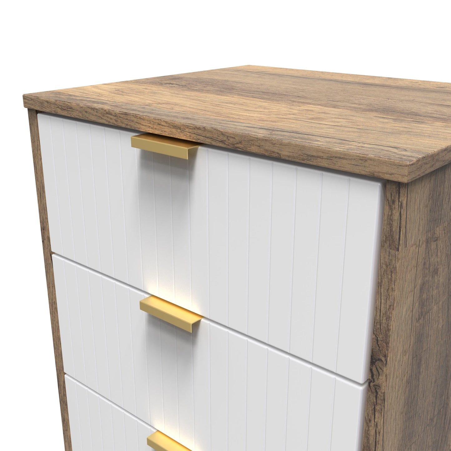 Linear Tall Tallboy White & Oak 5 Drawers 109cm