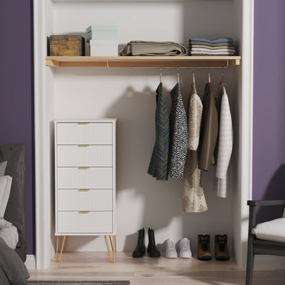 Linear Tall Tallboy White 5 Drawers 109cm