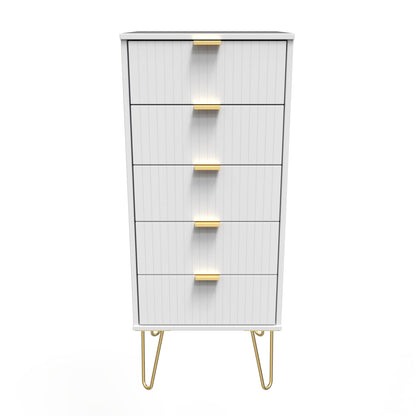 Linear Tall Tallboy White 5 Drawers 109cm