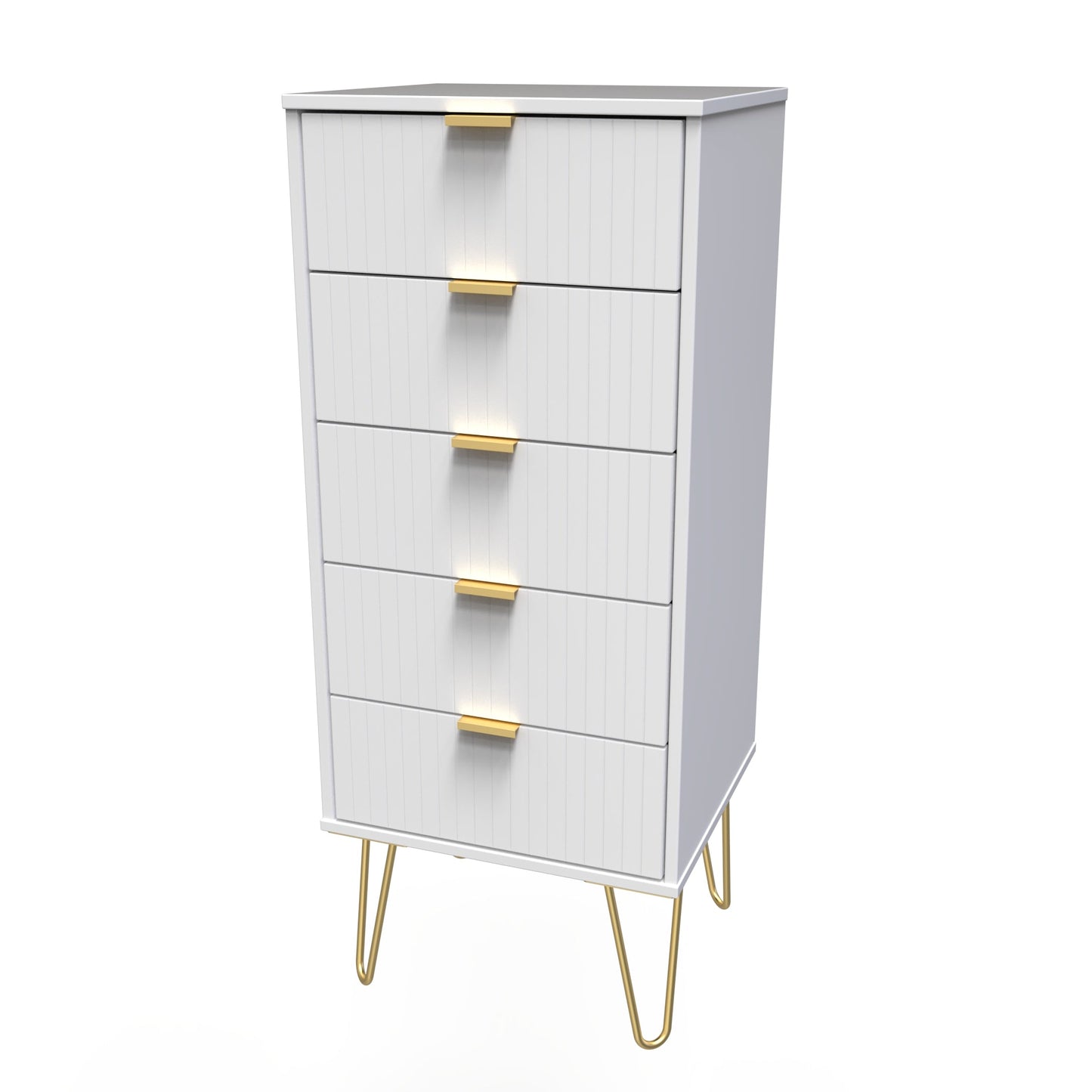 Linear Tall Tallboy White 5 Drawers 109cm