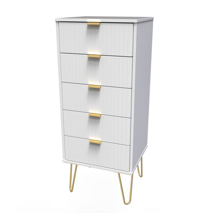 Linear Tall Tallboy White 5 Drawers 109cm