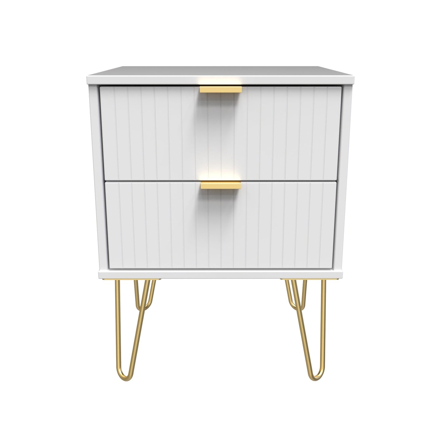 Linear Bedside Table White 2 Drawers 60cm