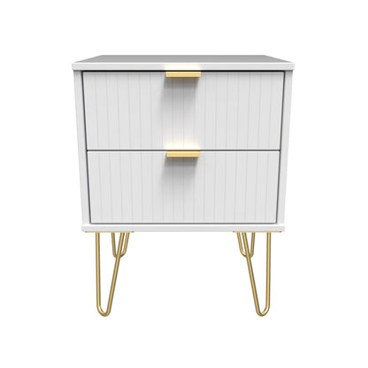 Linear Bedside Table White 2 Drawers 60cm