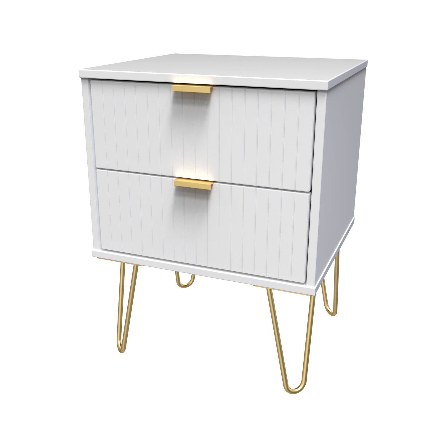 Linear Bedside Table White 2 Drawers 60cm