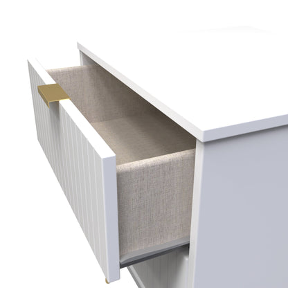 Linear Bedside Table White 2 Drawers 60cm