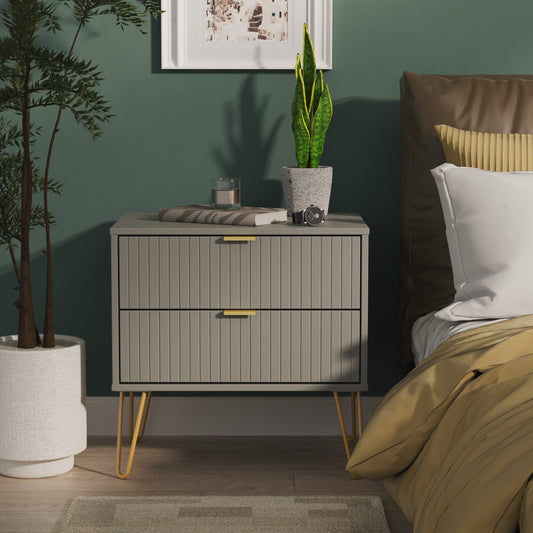 Linear Side Table Grey 2 Drawers 60cm