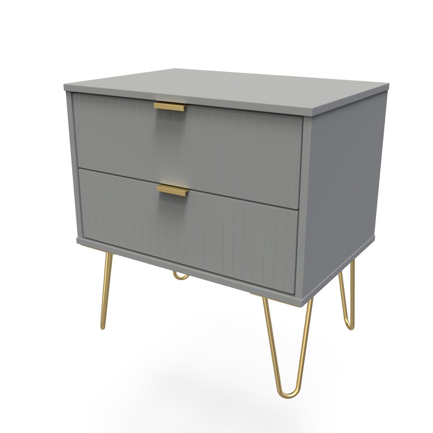 Linear Side Table Grey 2 Drawers 60cm