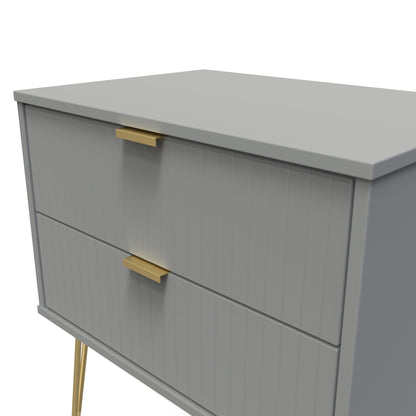 Linear Side Table Grey 2 Drawers 60cm