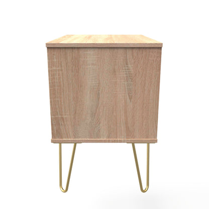 Linear Side Table White & Light Oak 2 Drawers 40cm
