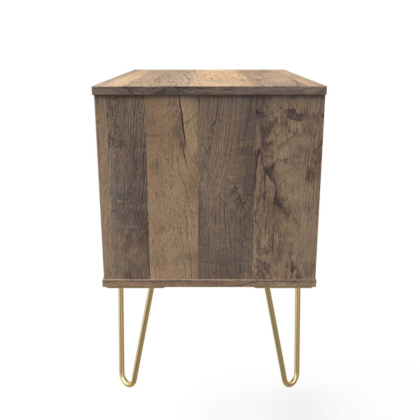 Linear Side Table White & Vintage Oak 2 Drawers 40cm