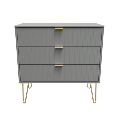 Linear Chest of Drawers Grey 3 Drawers 77cm