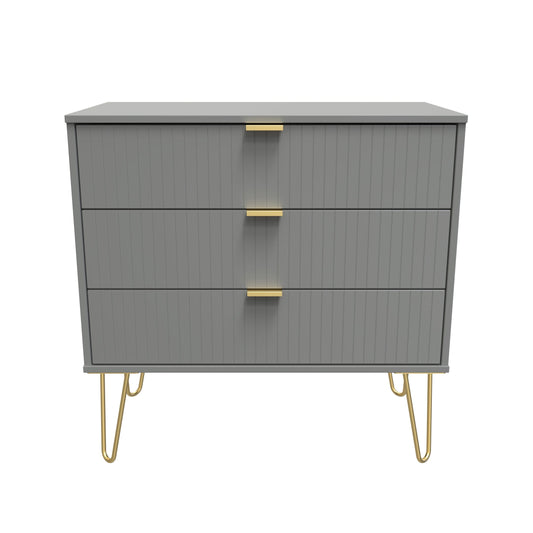 Linear Chest of Drawers Grey 3 Drawers 77cm