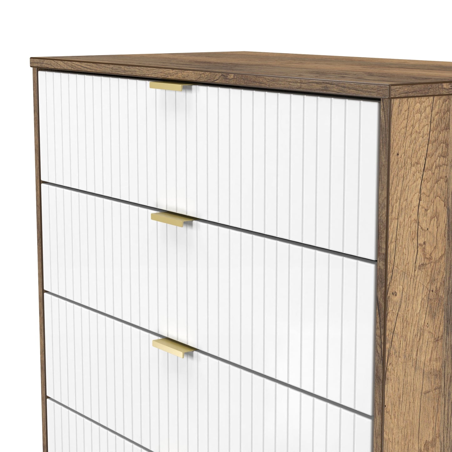 Linear Chest of Drawers White & Oak 4 Drawers 93cm
