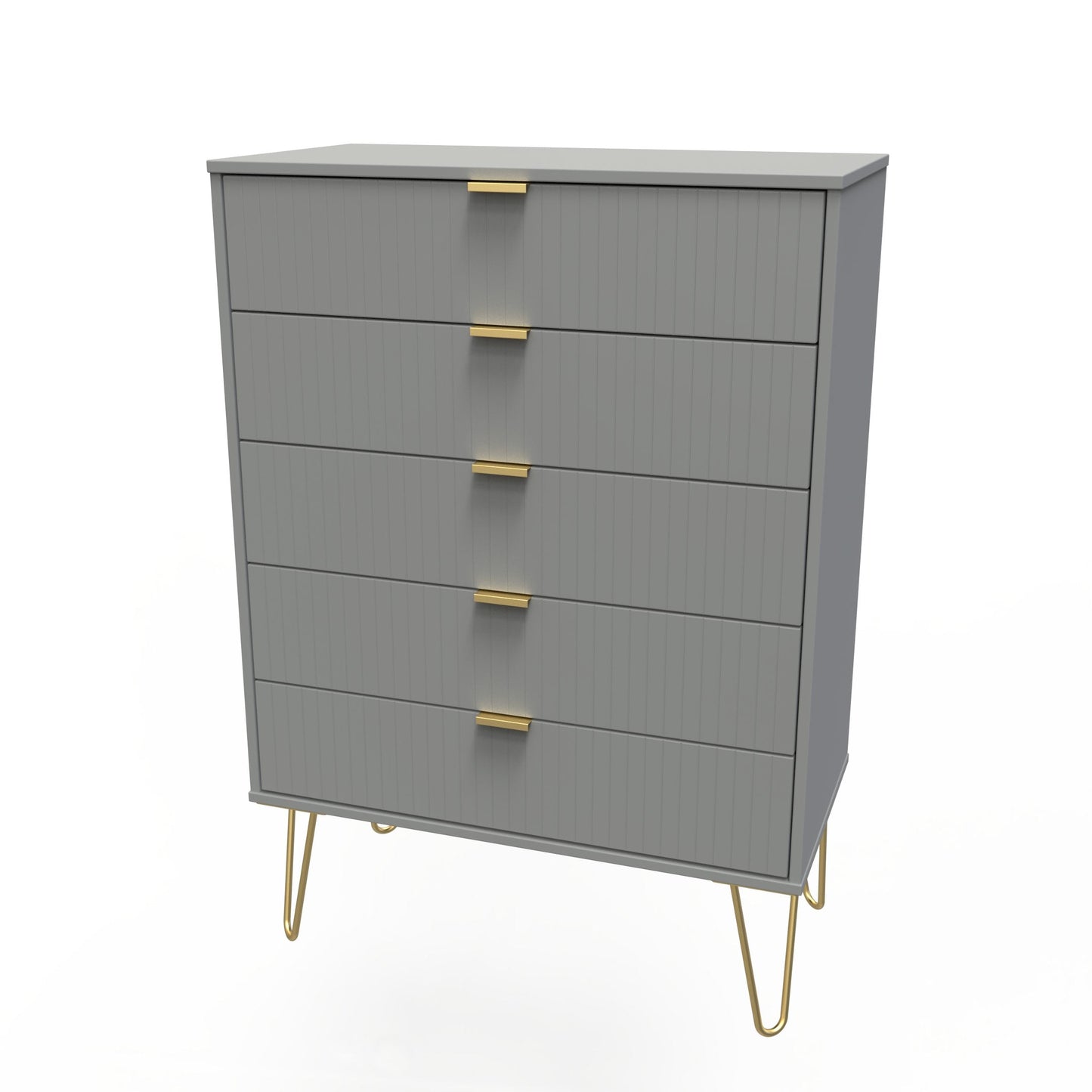 Linear Tall Chest of Drawers Grey 5 Drawers 109cm