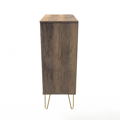 Linear Tall Chest of Drawers White & Oak 5 Drawers 109cm