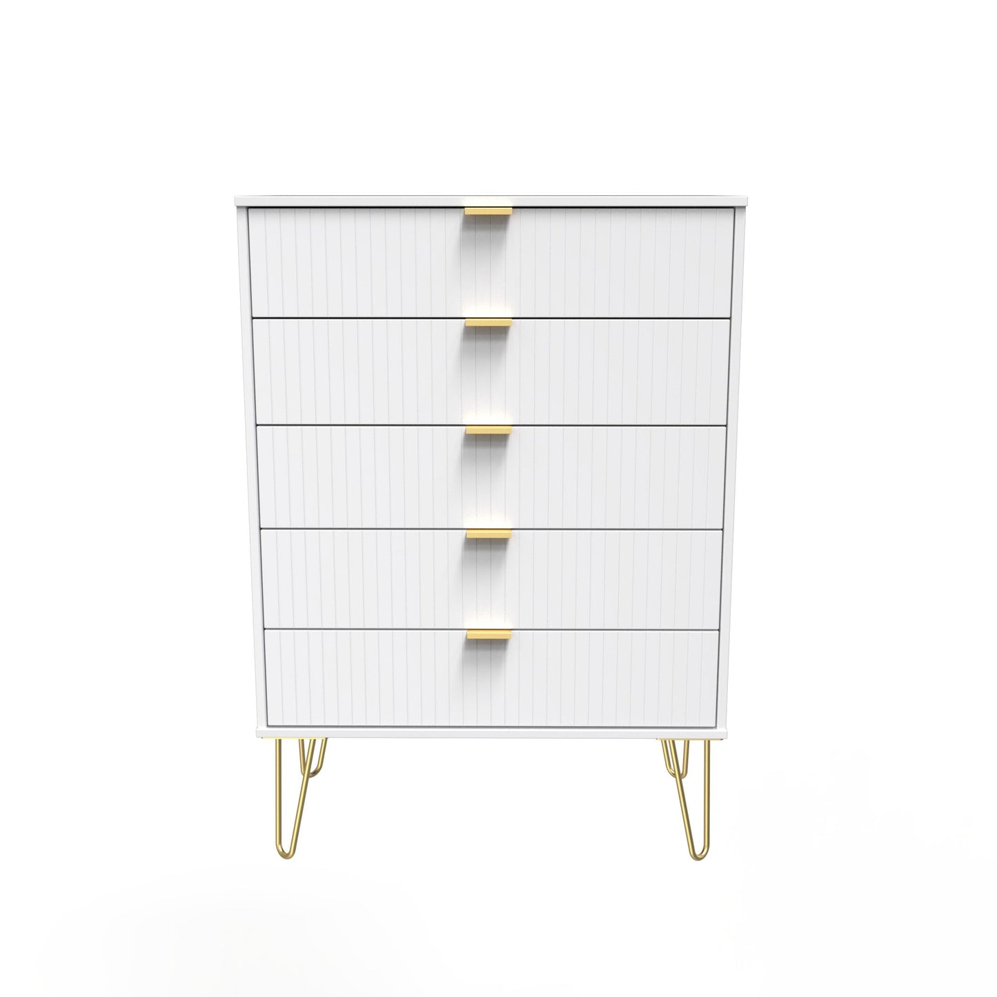 Linear Tall Chest of Drawers White 5 Drawers 109cm