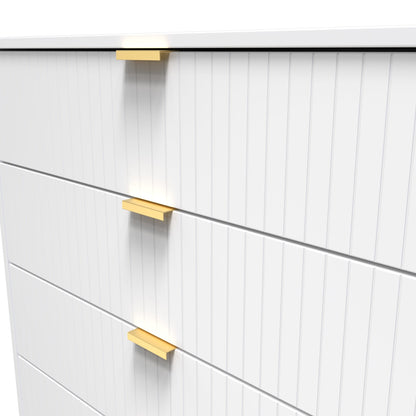 Linear Tall Chest of Drawers White 5 Drawers 109cm