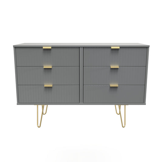 Linear Large Chest of Drawers Grey 6 Drawers 115cm