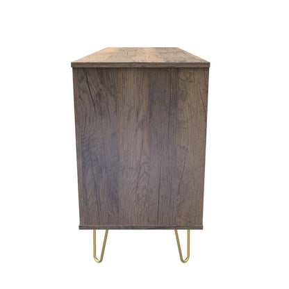 Linear Large Chest of Drawers White & Oak 6 Drawers 115cm