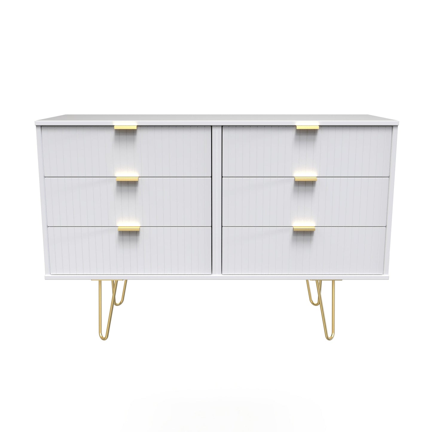 Linear Large Chest of Drawers White 6 Drawers 115cm