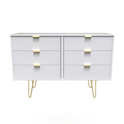 Linear Large Chest of Drawers White 6 Drawers 115cm