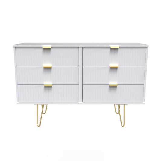 Linear Large Chest of Drawers White 6 Drawers 115cm