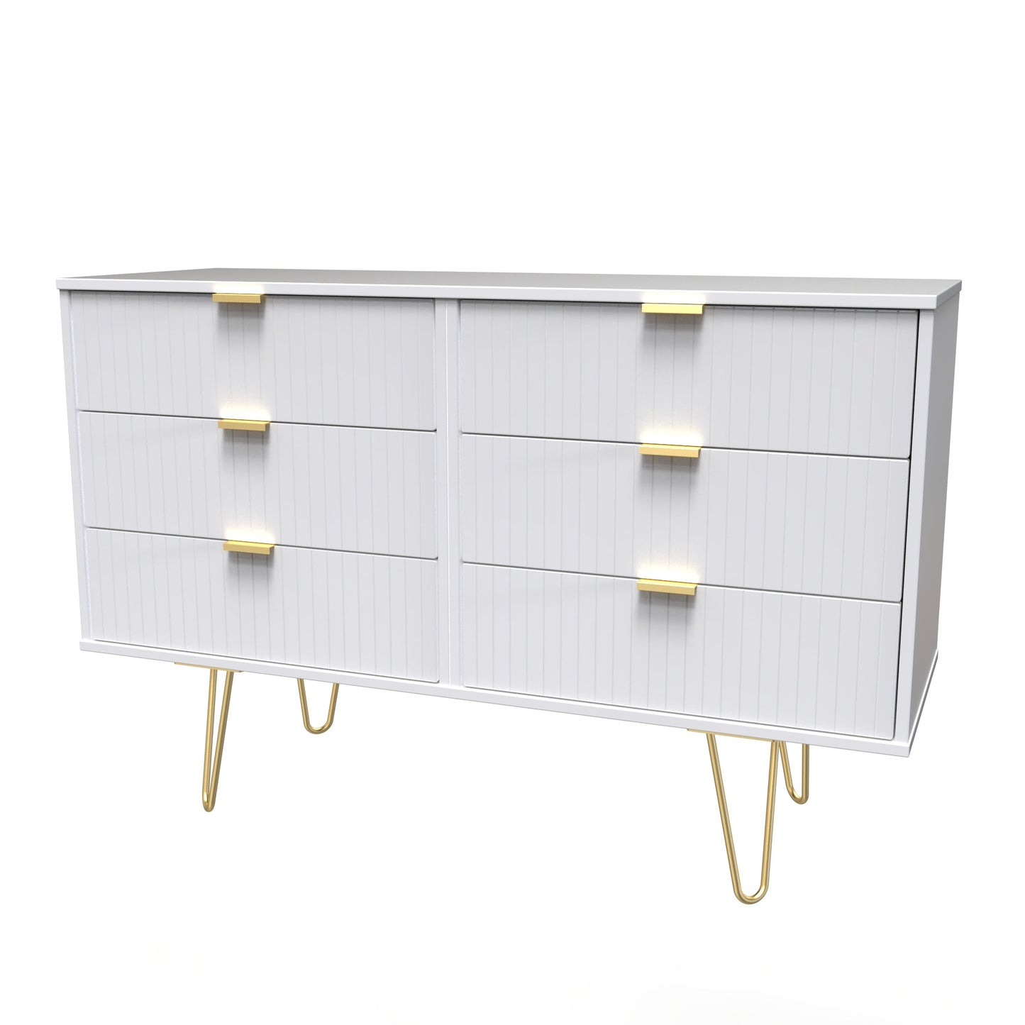 Linear Large Chest of Drawers White 6 Drawers 115cm