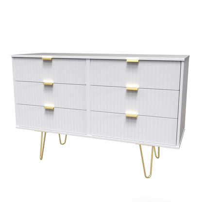 Linear Large Chest of Drawers White 6 Drawers 115cm