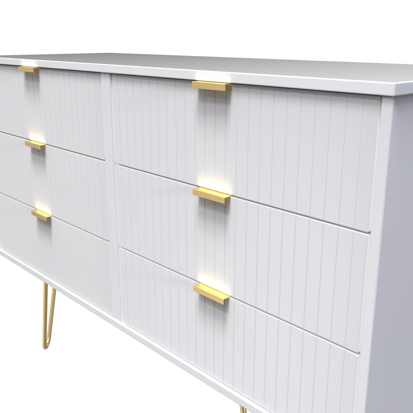 Linear Large Chest of Drawers White 6 Drawers 115cm