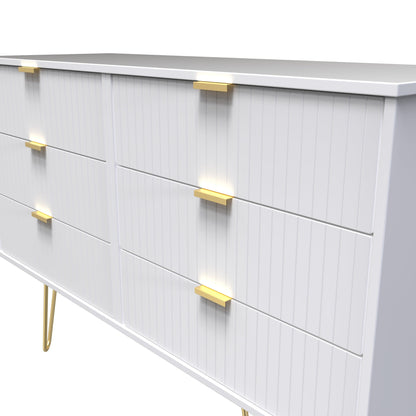 Linear Large Chest of Drawers White 6 Drawers 115cm