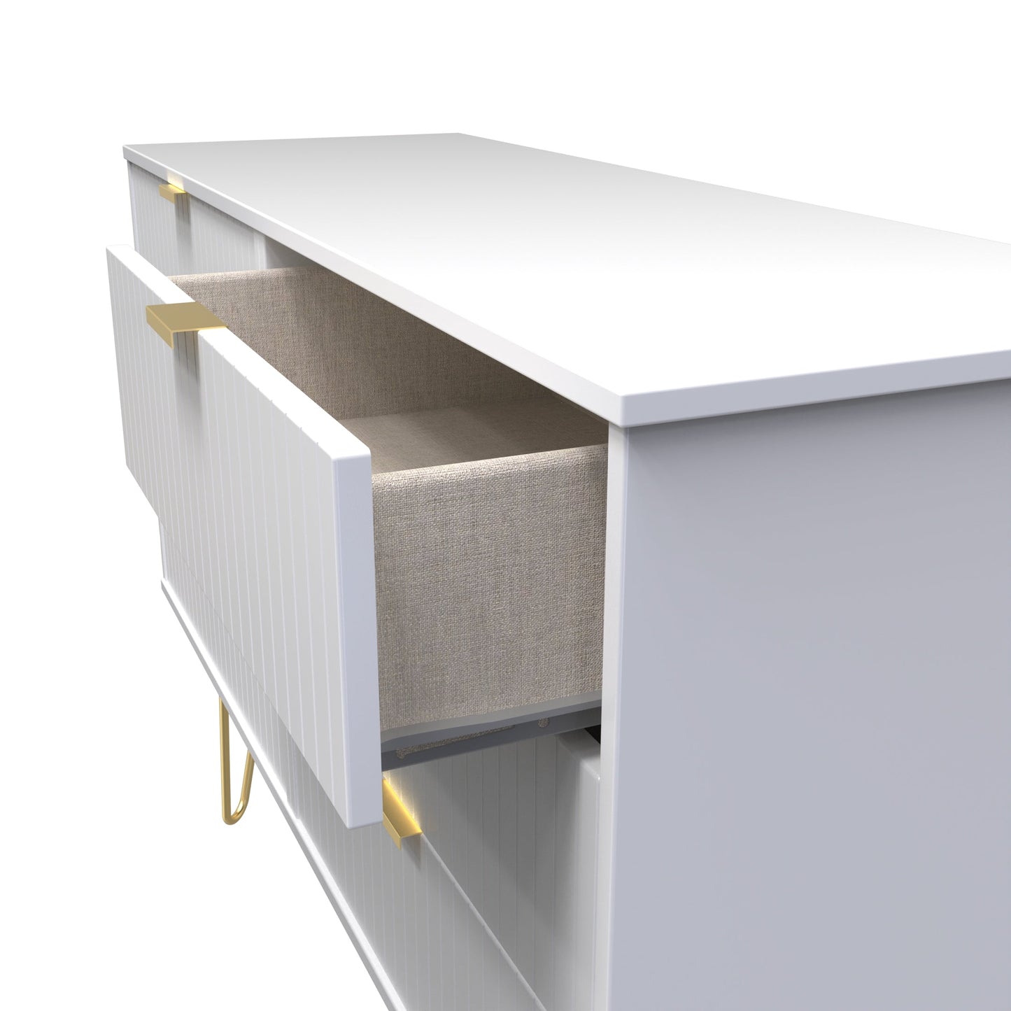 Linear Large Chest of Drawers White 6 Drawers 115cm