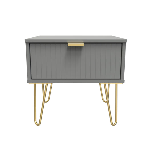 Linear Bedside Table Grey 1 Drawer 45cm