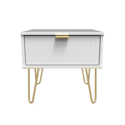 Linear Bedside Table White 1 Drawer 45cm