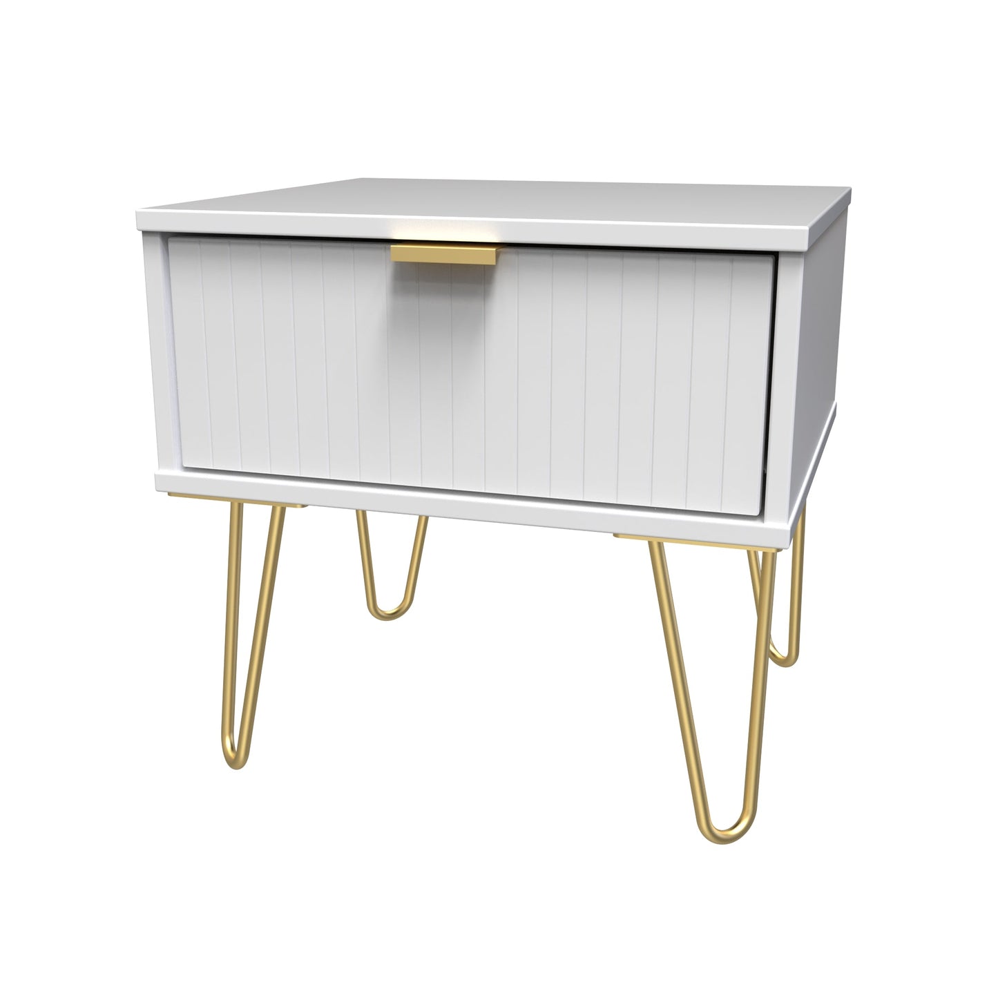 Linear Bedside Table White 1 Drawer 45cm