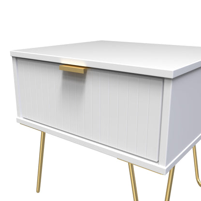 Linear Bedside Table White 1 Drawer 45cm