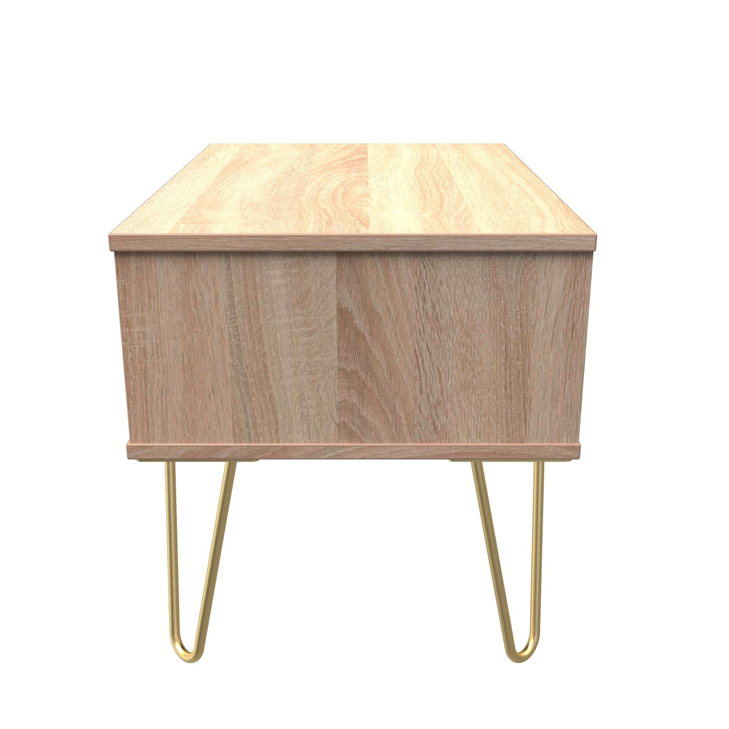Linear Side Table White & Light Oak 1 Drawer 40cm