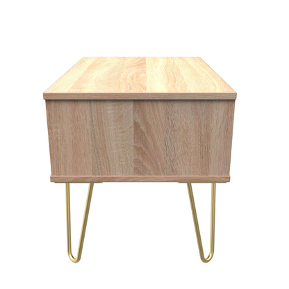 Linear Side Table White & Light Oak 1 Drawer 40cm