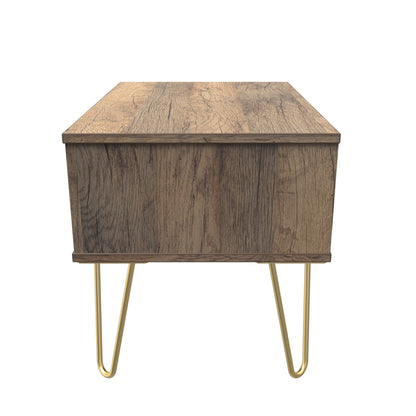 Linear Side Table White & Vintage Oak 1 Drawer 40cm