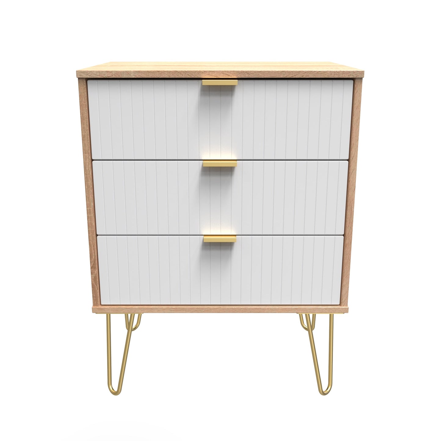 Linear Chest of Drawers White & Light Oak 3 Drawers 40cm