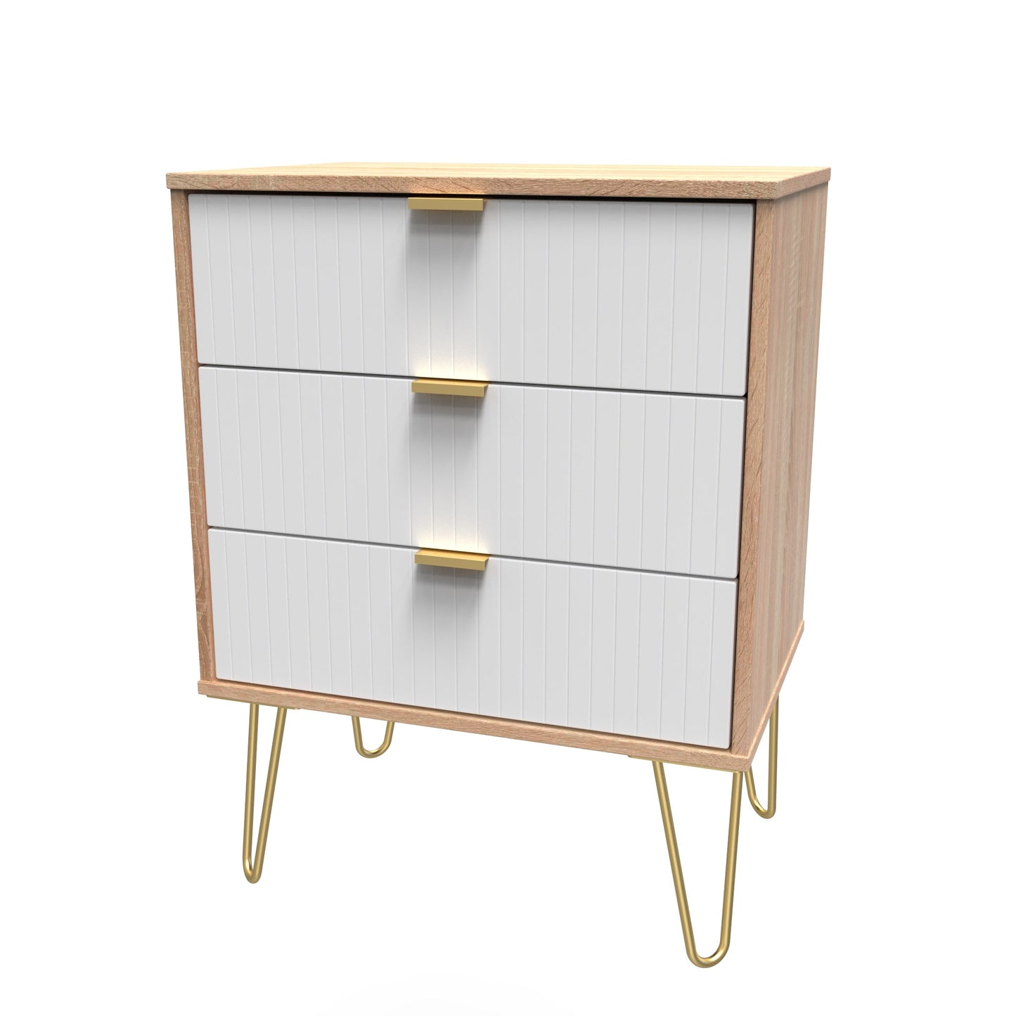 Linear Chest of Drawers White & Light Oak 3 Drawers 40cm