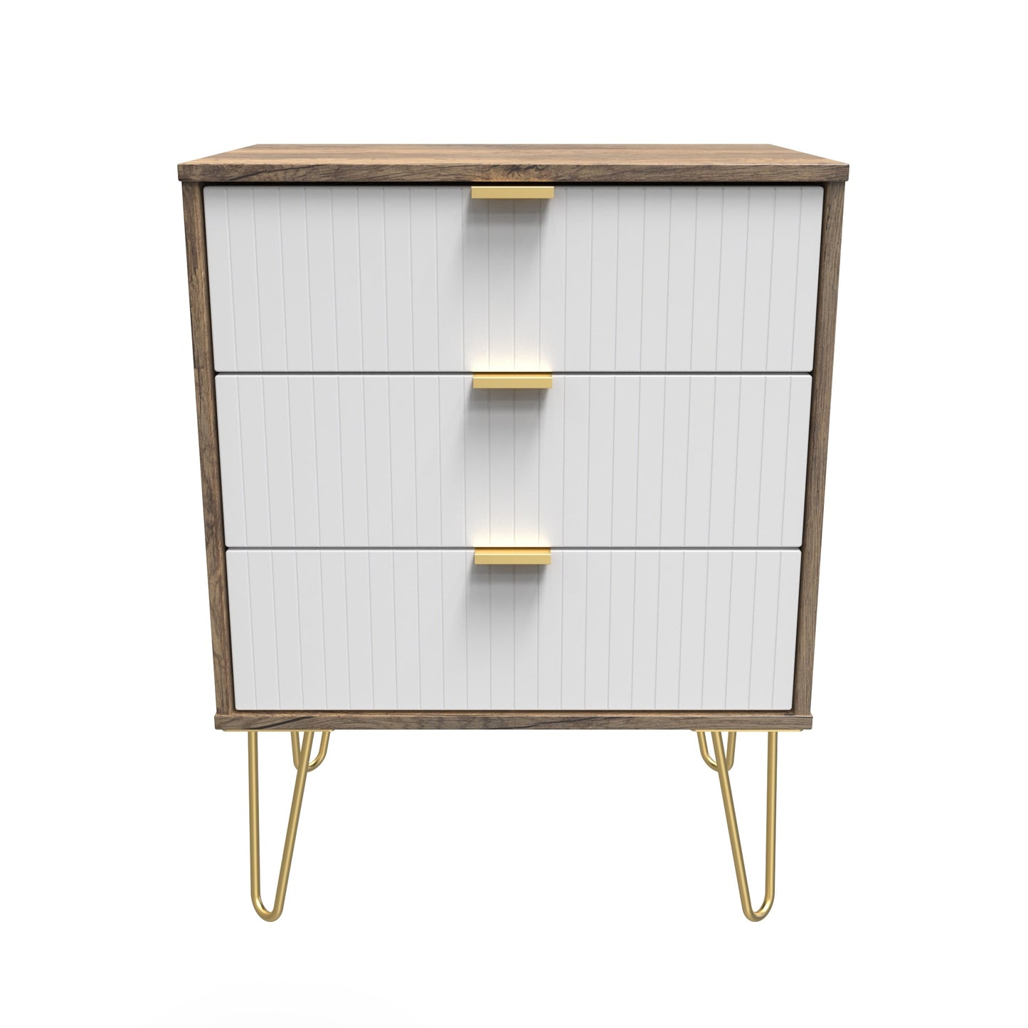 Linear Chest of Drawers White & Vintage Oak 3 Drawers 40cm