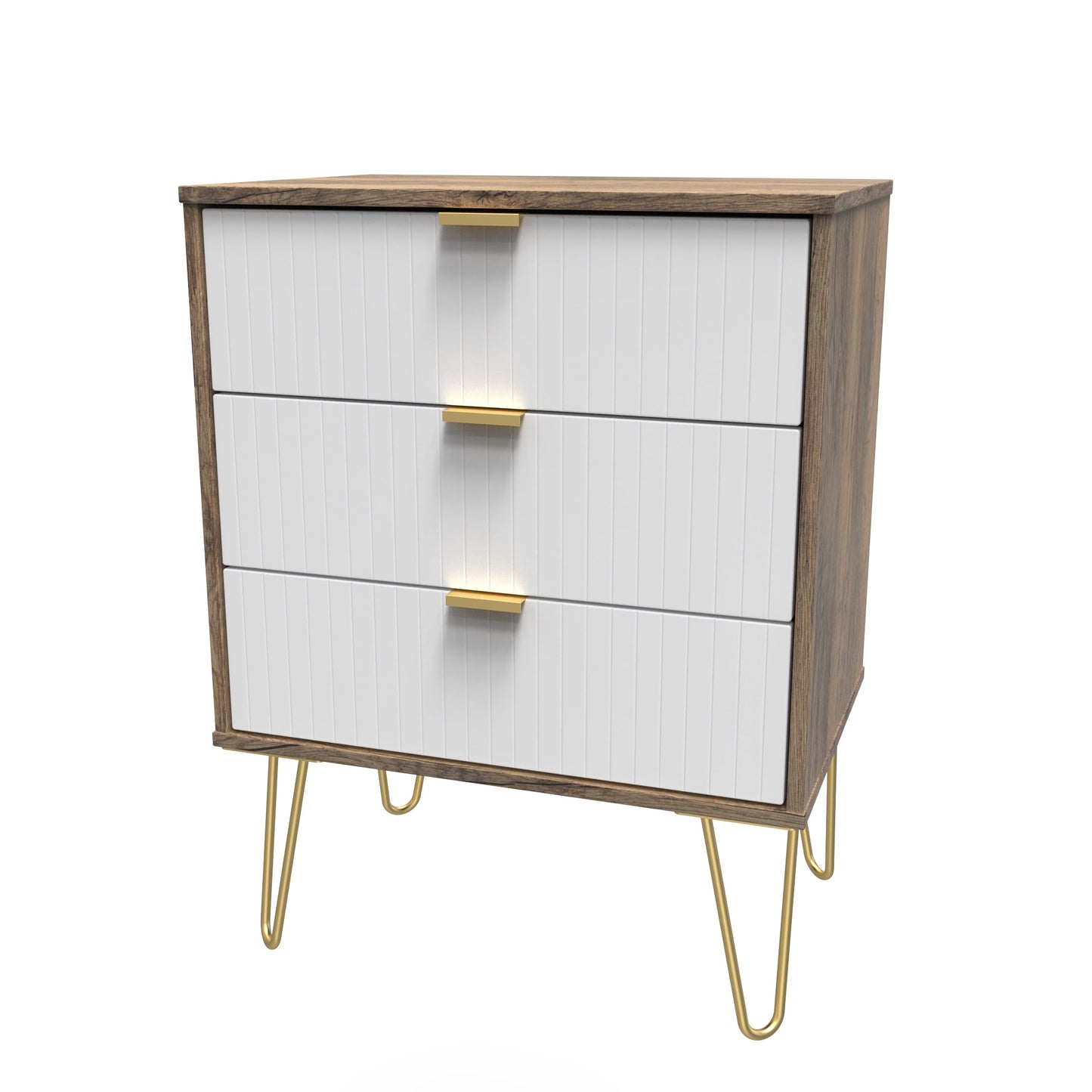 Linear Chest of Drawers White & Vintage Oak 3 Drawers 40cm