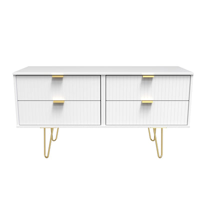 Linear Large Chest of Drawers White 4 Drawers 115cm