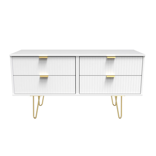 Linear Large Chest of Drawers White 4 Drawers 115cm