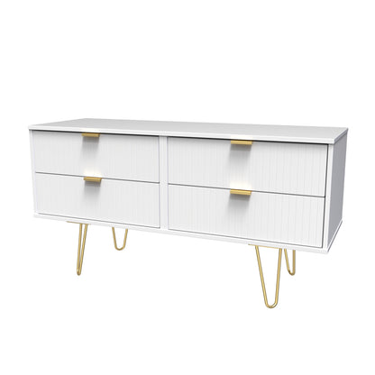 Linear Large Chest of Drawers White 4 Drawers 115cm