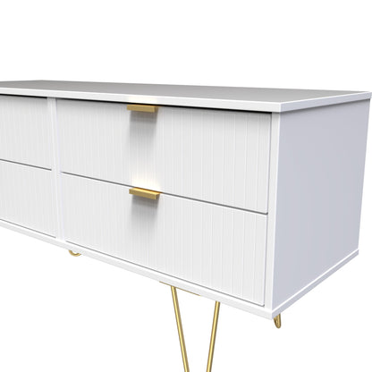 Linear Large Chest of Drawers White 4 Drawers 115cm