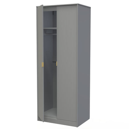 Linear Tall Wardrobe Grey 2 Doors 1 Shelf 197cm