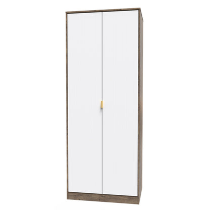 Linear Tall Wardrobe White & Oak 2 Doors 1 Shelf 197cm