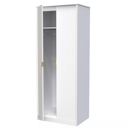 Linear Tall Wardrobe White 2 Doors 1 Shelf 197cm