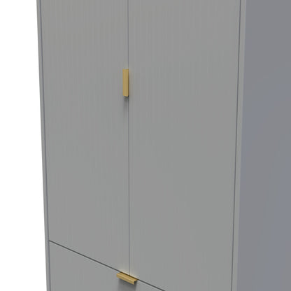 Linear Tall Wardrobe Grey 2 Doors 2 Drawers 197cm